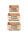Lot de 3 cagettes de rangement "ranger" - Tailles différentes - Beige