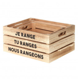 Lot de 3 cagettes de rangement "ranger" - Tailles différentes - Beige