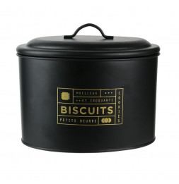 Boîte à biscuits imprimé doré - L 21 x l 14 x H 17 cm - Noir