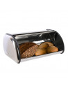 Boîte à pain en métal chromé - L 42,5 x l 27 x H 18,5 cm - Argenté