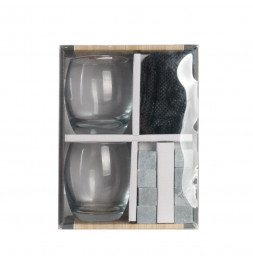 Coffret à whisky - 2 verres et 8 pierres
