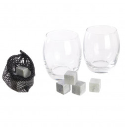 Coffret à whisky - 2 verres et 8 pierres