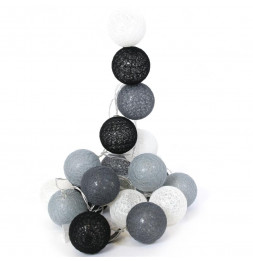 Guirlande à boules lumineuses 20 LEDS - 345 x D 6 cm - Gris