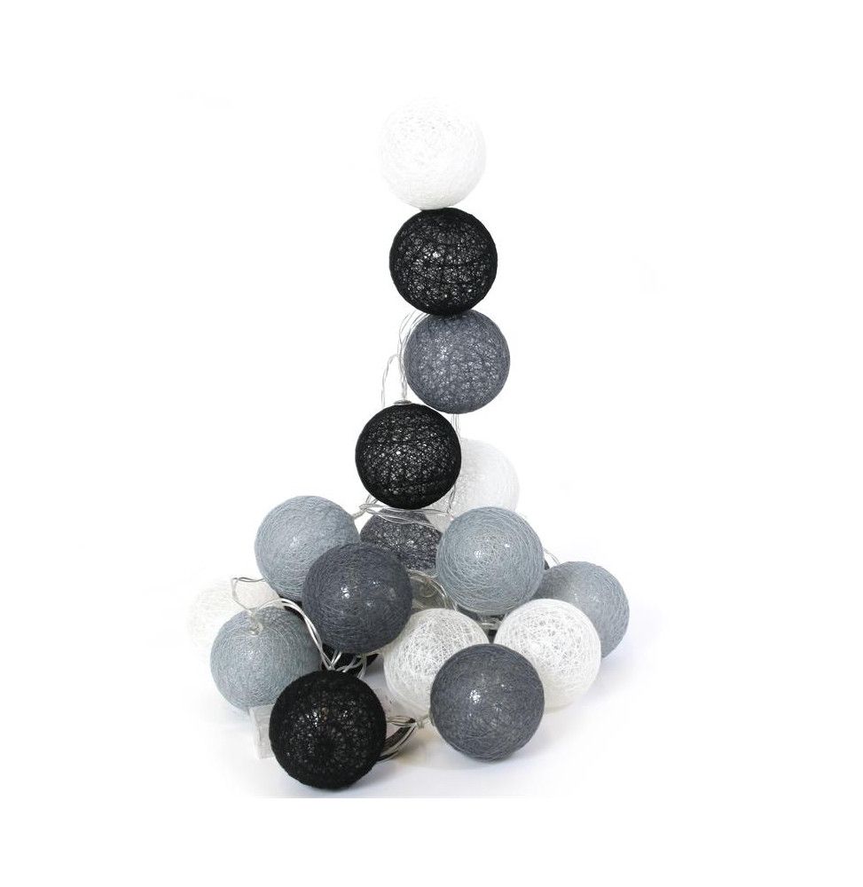 Guirlande à boules lumineuses 20 LEDS - 345 x D 6 cm - Gris