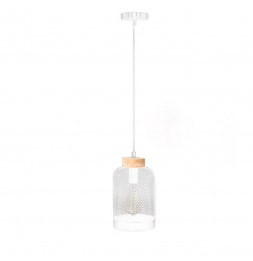 Suspension luminaire filaire en forme de cloche - L 15 x l 15 x H 25 cm - Blanc