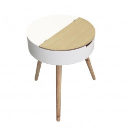 Table coffre en bois sur trépieds - L 45 x l 45 x H 54.5 cm - Blanc