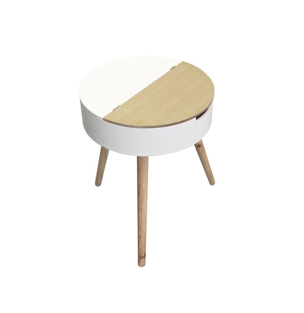 Table coffre en bois sur trépieds - L 45 x l 45 x H 54.5 cm - Blanc