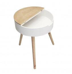 Table coffre en bois sur trépieds - L 45 x l 45 x H 54.5 cm - Blanc