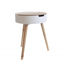 Table coffre en bois sur trépieds - L 45 x l 45 x H 54.5 cm - Blanc