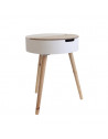 Table coffre en bois sur trépieds - L 45 x l 45 x H 54.5 cm - Blanc
