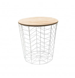 Table filaire d'appoint en métal motif chevron - L 38,5 x l 38,5 x H 40 cm - Blanc