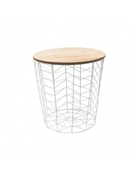 Table filaire d'appoint en métal motif chevron - L 38,5 x l 38,5 x H 40 cm - Blanc