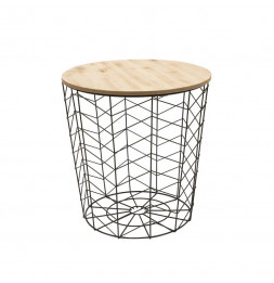 Table filaire d'appoint en métal motif chevron - L 38,5 x l 38,5 x H 40 cm - Noir