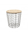 Table filaire d'appoint en métal motif chevron - L 38,5 x l 38,5 x H 40 cm - Noir
