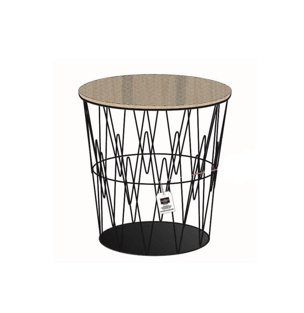 Table filaire d'appoint motif zigzag - L 38,5 x l 38,5 x H 40 cm - Noir