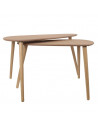 Set de 2 tables gigognes en forme de galet - L 80 x l 40 x H 50 cm - Beige