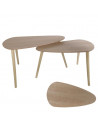 Set de 2 tables gigognes en forme de galet - L 80 x l 40 x H 50 cm - Beige