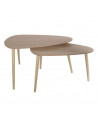 Set de 2 tables gigognes en forme de galet - L 80 x l 40 x H 50 cm - Beige