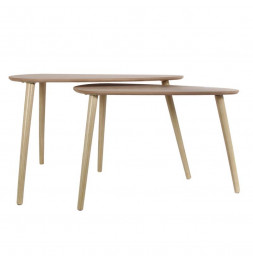 Set de 2 tables gigognes en forme de galet - L 80 x l 40 x H 50 cm - Beige