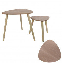 Set de 2 tables gigognes triangles - L 48 x l 48 x H 45 cm - Beige