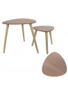 Set de 2 tables gigognes triangles - L 48 x l 48 x H 45 cm - Beige