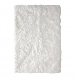 Tapis rectangulaire imitation fourrure - L 170 x l 115 x H 1 cm - Blanc