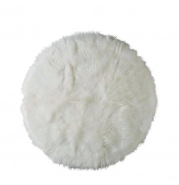 Tapis rond imitation fourrure - L 115 x l 115 x H 1 cm - Blanc