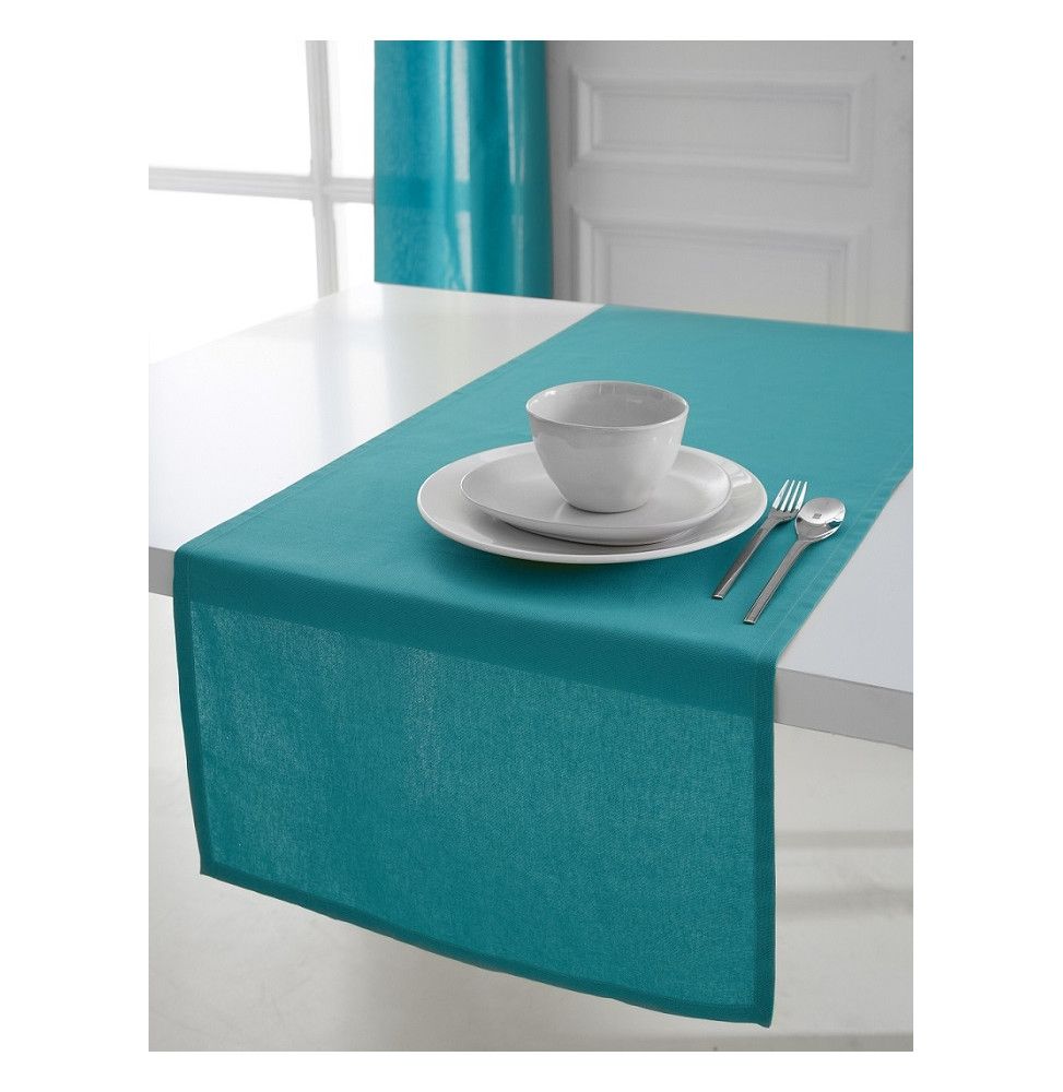 Chemin de table coton 50 x 150 cm - Turquoise - Linge de table