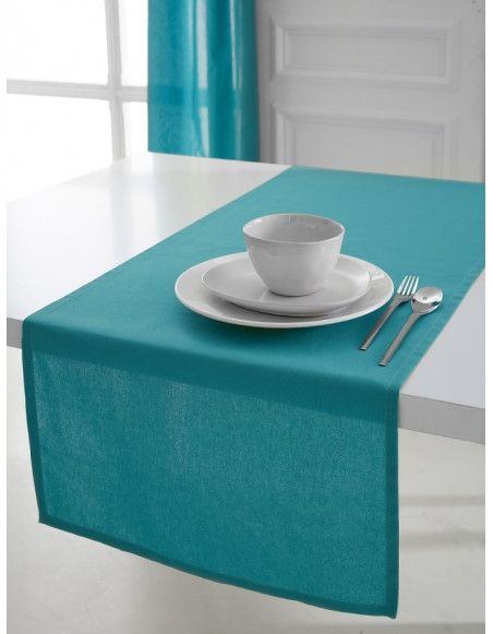 Chemin de table coton 50 x 150 cm - Turquoise - Linge de table