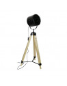 Lampadaire abat-jour noir sur trépied style industriel - L 20 x l 58 x H 145 cm - Beige
