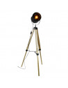 Lampadaire abat-jour noir sur trépied style industriel - L 20 x l 58 x H 145 cm - Beige