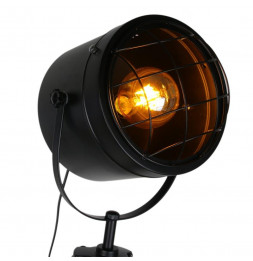Lampadaire abat-jour noir sur trépied style industriel - L 20 x l 58 x H 145 cm - Beige