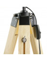 Lampadaire abat-jour noir sur trépied style industriel - L 20 x l 58 x H 145 cm - Beige