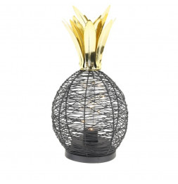Lampe à poser à Led en forme d'ananas - L 15 x l 15 x H 27,5 cm - Noir et Doré