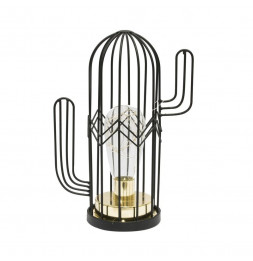 Lampe à LED à poser en forme de cactus - L 17 x l 9 x H 22,5 cm - Noir