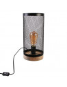 Lampe à poser cylindrique grillagée en métal - L 15 x l 15 x H 32,5 cm - Noir