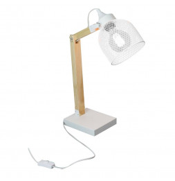 Lampe à poser abat-jour grillagé et bras articulé - L 26 x l 14 x H 38 cm - Blanc