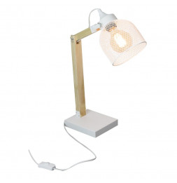 Lampe à poser abat-jour grillagé et bras articulé - L 26 x l 14 x H 38 cm - Blanc