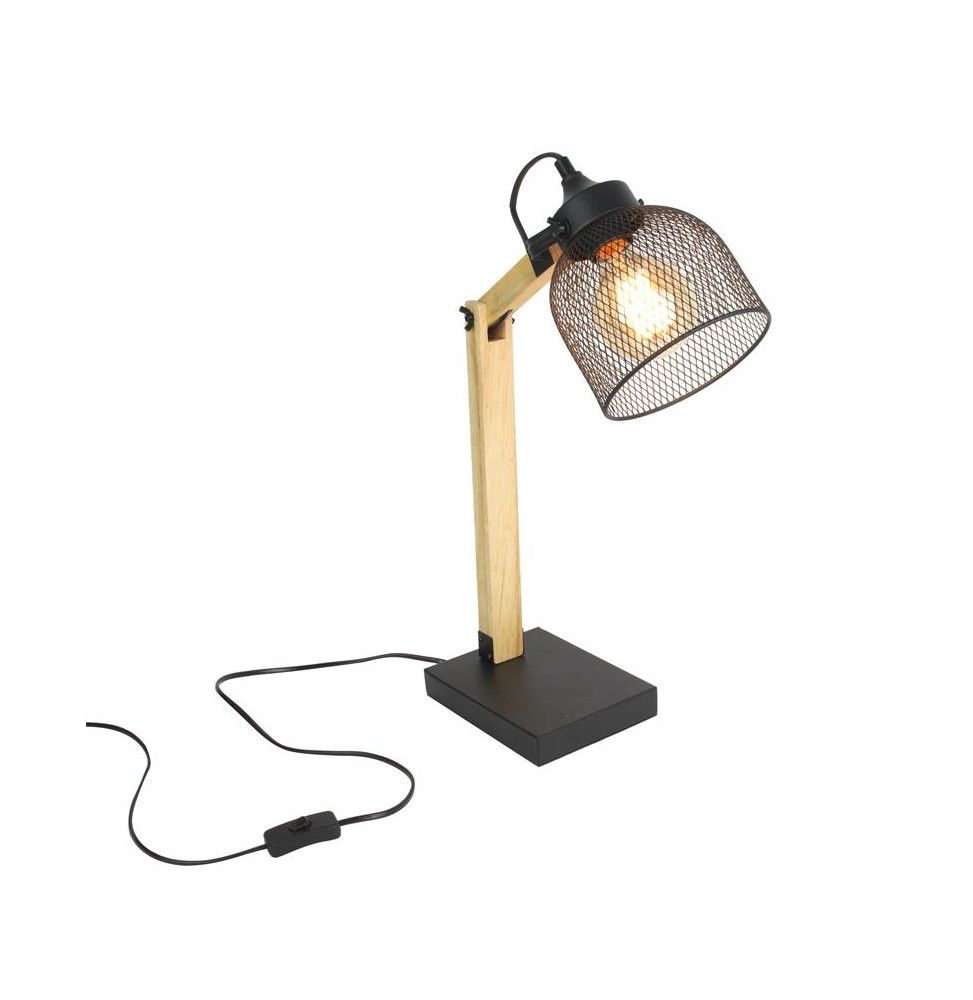 Lampe à poser abat-jour grillagé et bras articulé - L 26 x l 14 x H 38 cm - Noir