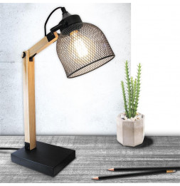 Lampe à poser abat-jour grillagé et bras articulé - L 26 x l 14 x H 38 cm - Noir