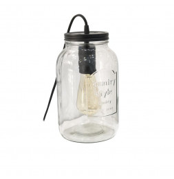 Lampe à poser dans son style Mason Jar - L 15,5 x l 15,5 x H 29 cm - Noir