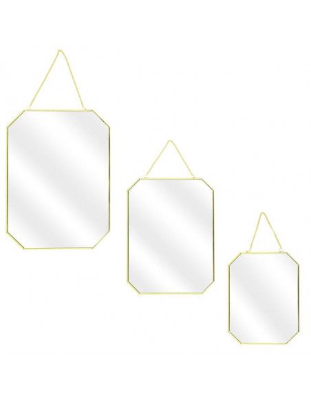 Lot de 3 miroirs avec angles obliques - L 30 x l 0,3 x H 40 cm - Doré