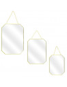 Lot de 3 miroirs avec angles obliques - L 30 x l 0,3 x H 40 cm - Doré