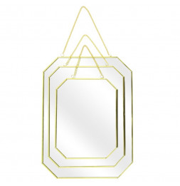 Lot de 3 miroirs avec angles obliques - L 30 x l 0,3 x H 40 cm - Doré