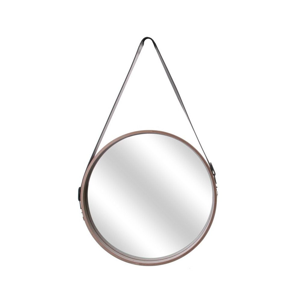 Miroir rond avec anse ceinture - L 40 x l 4 x H 65,5 cm - Beige