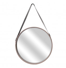 Miroir rond avec anse ceinture - L 50 x l 4 x H 65,5 cm - Beige