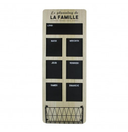 Organisateur ardoise semainier avec cage de rangement - L 30 x l 8,5 x H 80 cm - Beige et Noir