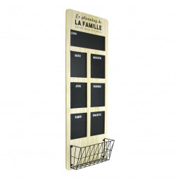 Organisateur ardoise semainier avec cage de rangement - L 30 x l 8,5 x H 80 cm - Beige et Noir