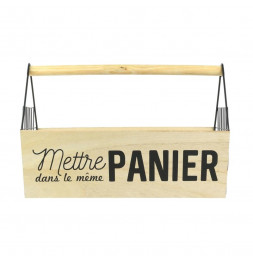 Panier de rangement style bistrot - L 33 x l 20,5 x H 22,5 cm - Beige et Noir