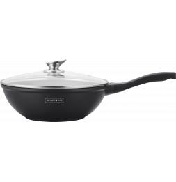 Wok avec revêtement en Marbre - D 32 cm - Noir